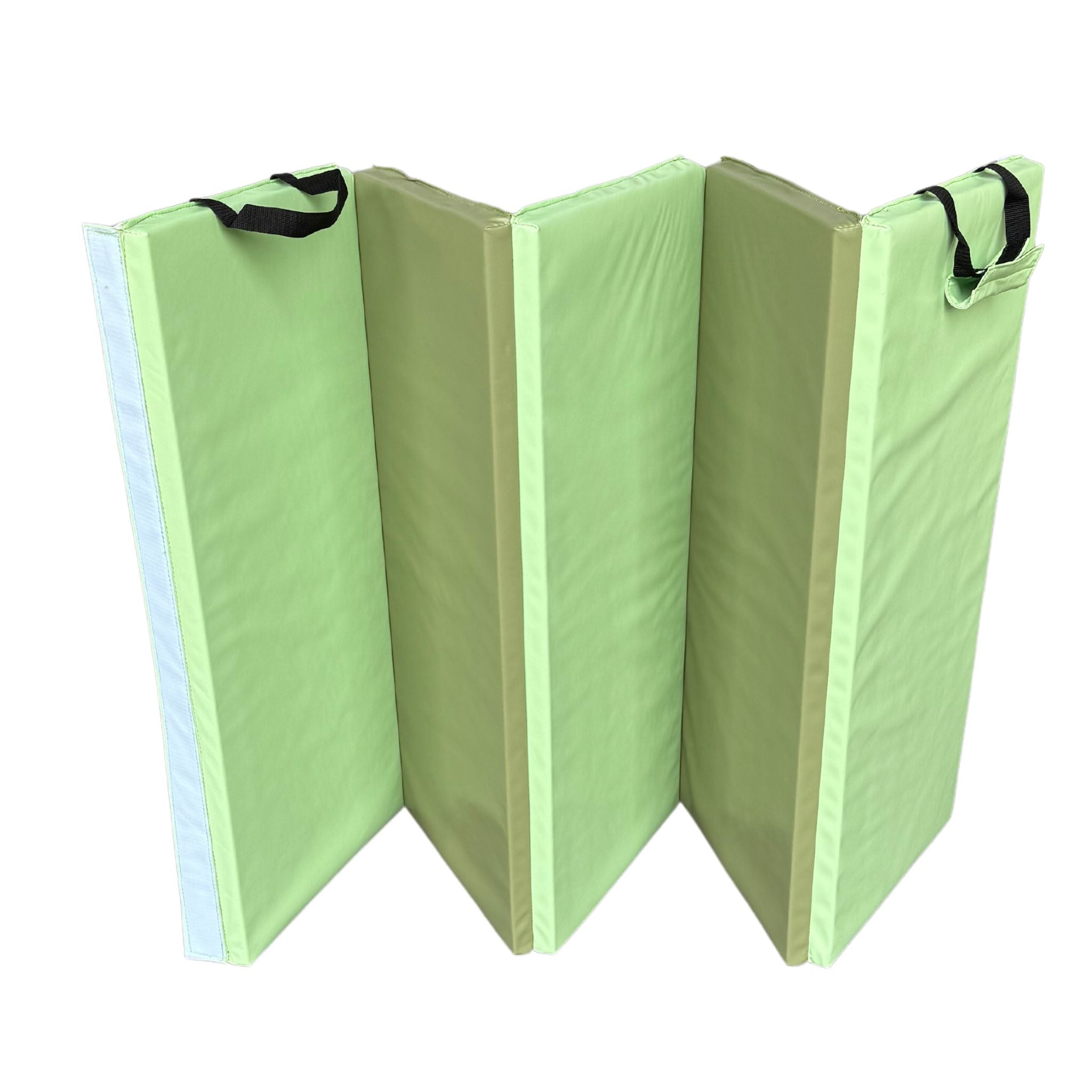 Folded green 2-tone gymnastics mat
