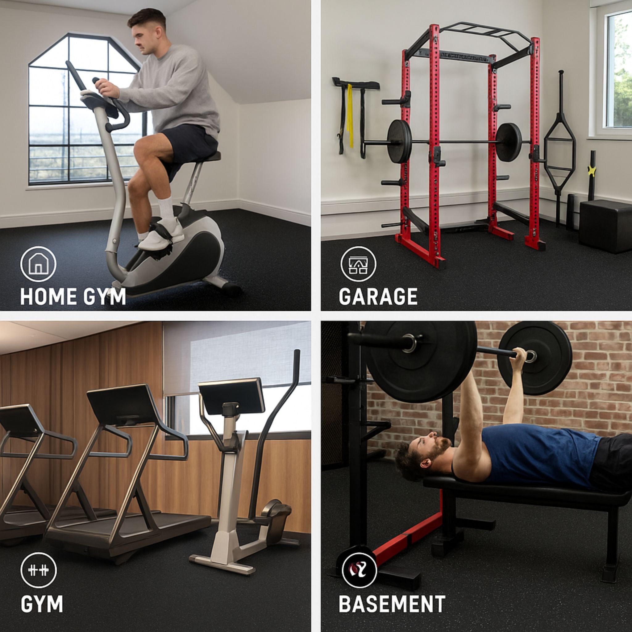 Rubber Gym Flooring Tiles 60cm EVA Home Gym Mats – Cannons UK