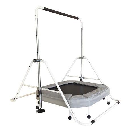 Mini folding junior gymnastics bar with trampoline – full product display  
