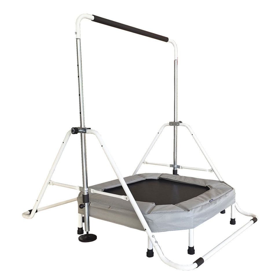 Mini folding junior gymnastics bar with trampoline – full product display  
