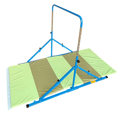 Blue bar adjusted to 84cm height for young gymnasts	