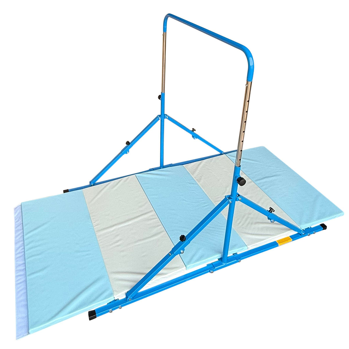 Folded blue Junior Pro bar stored beside furniture	