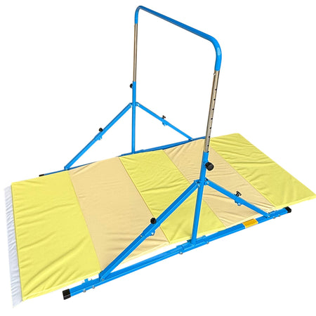 Non-slip base of blue gymnastics bar – close-up	