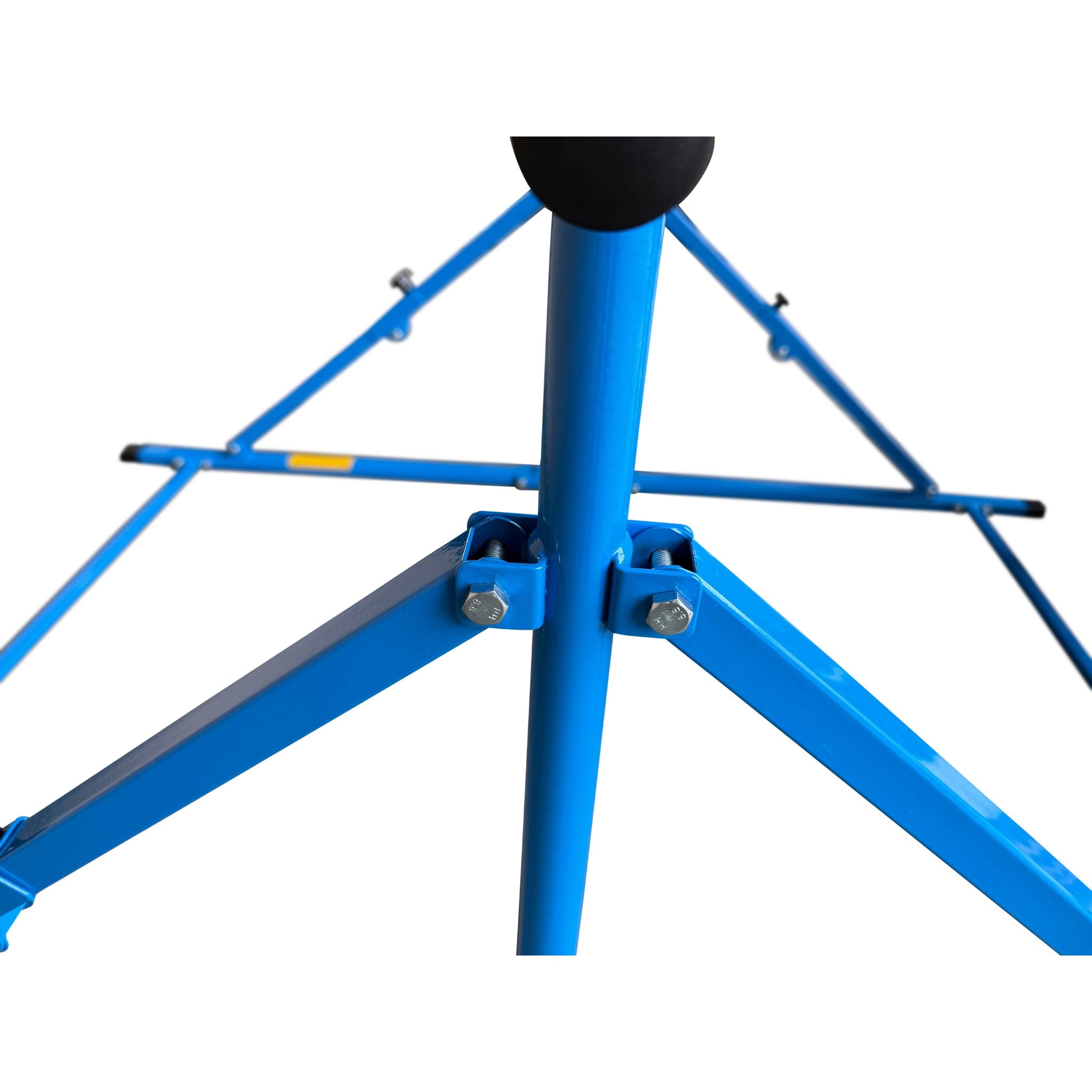Side view of blue Junior Pro folding gymnastics bar	