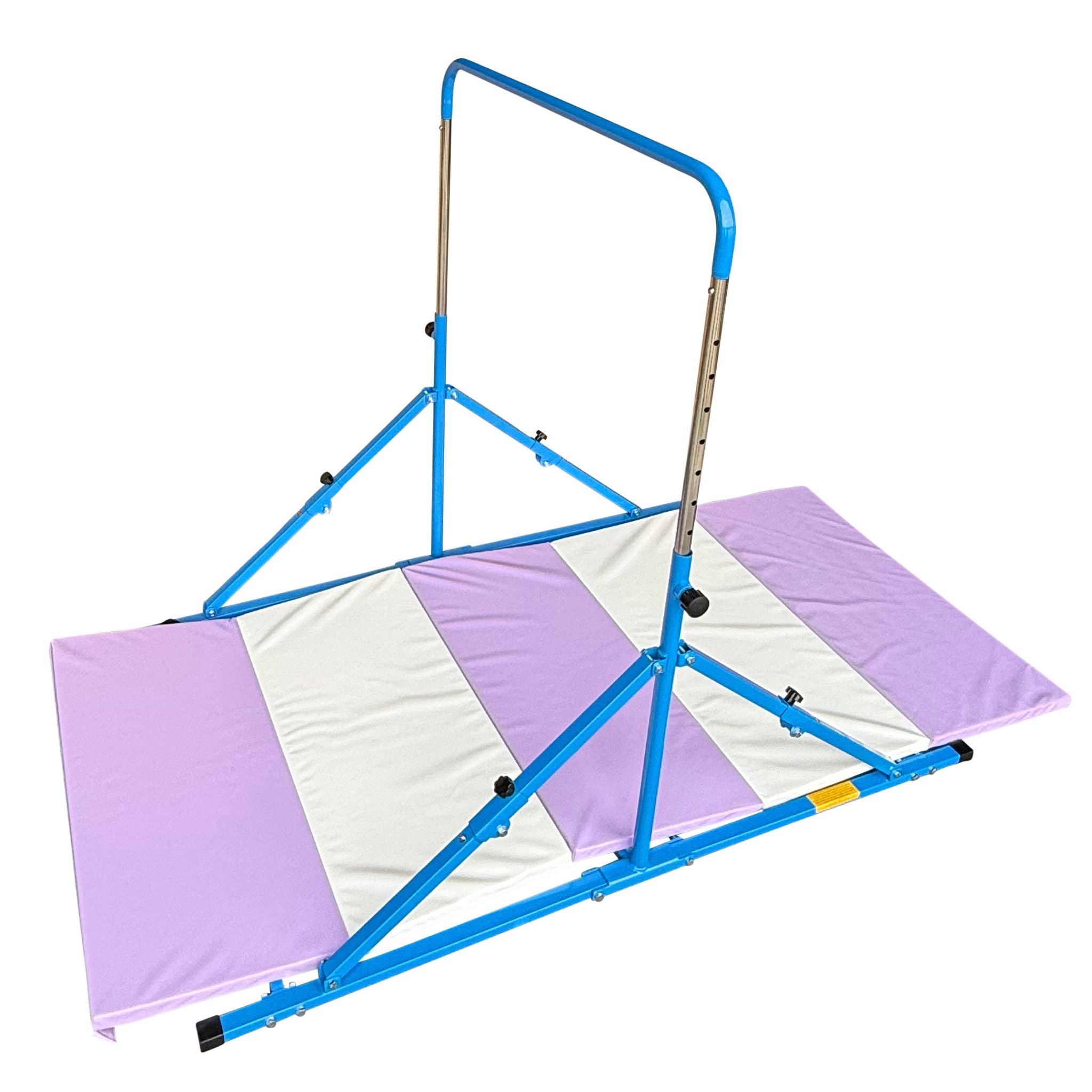 Blue Junior Pro bar with mat in a home gym setup	