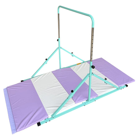 Green Junior Pro bar with safety mat – home setup
