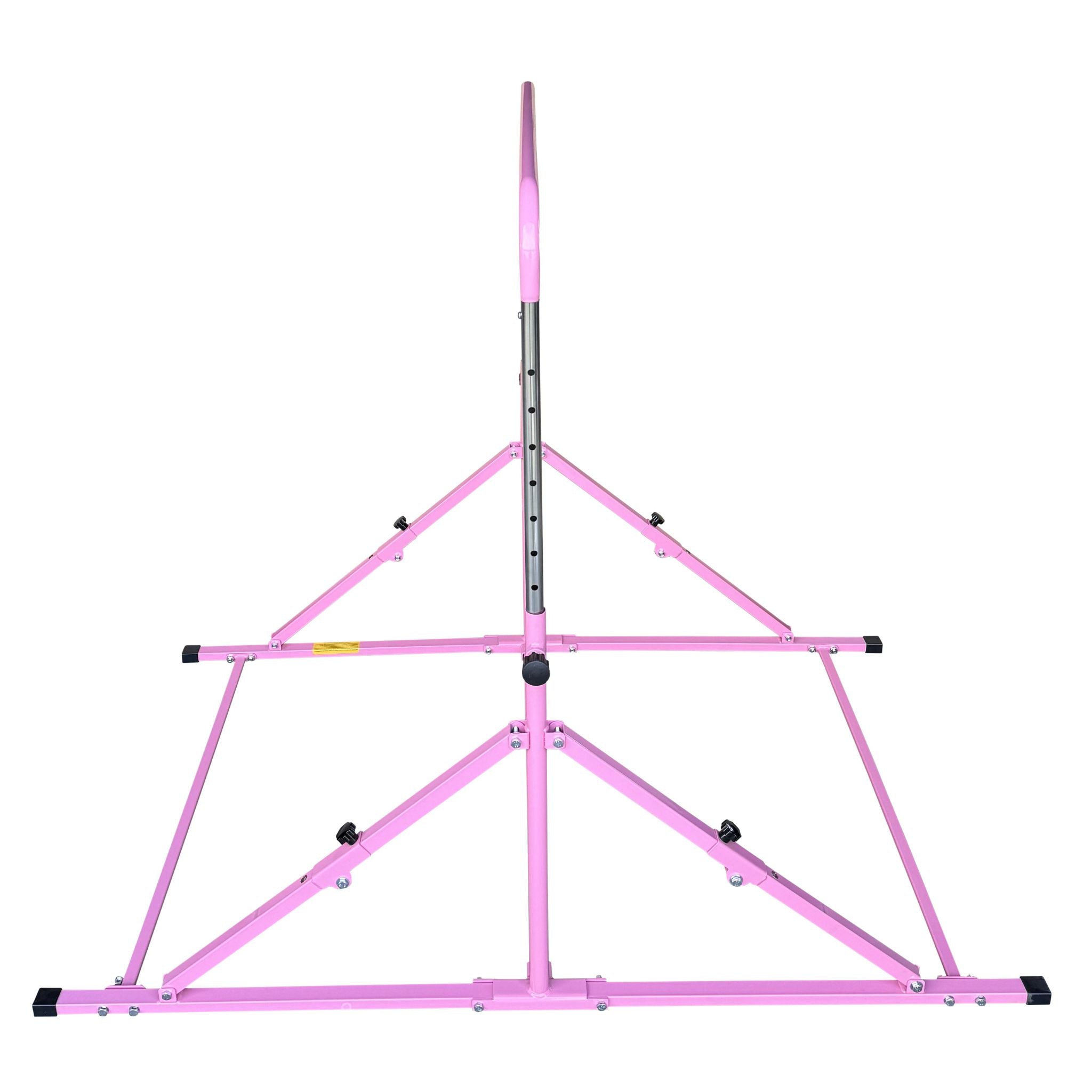 Folded pink Junior Pro bar leaning against wall	