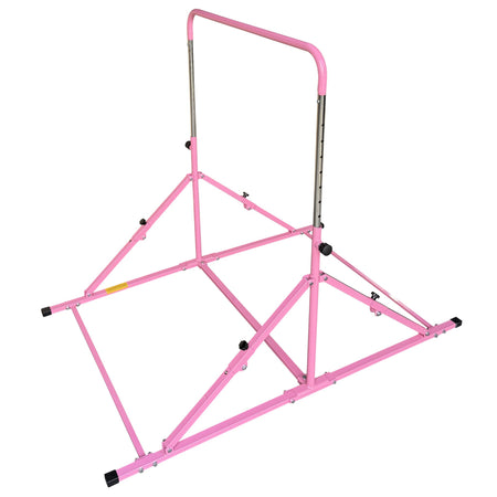Folded pink Junior Pro bar for compact storage	