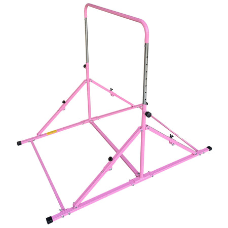 Non-slip feet on pink Junior Pro gymnastics bar – close-up	