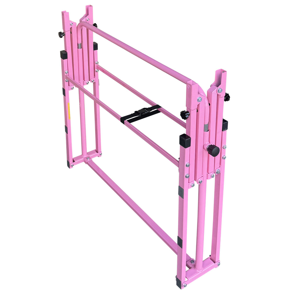 Height scale and adjustment knob on pink bar – close-up	