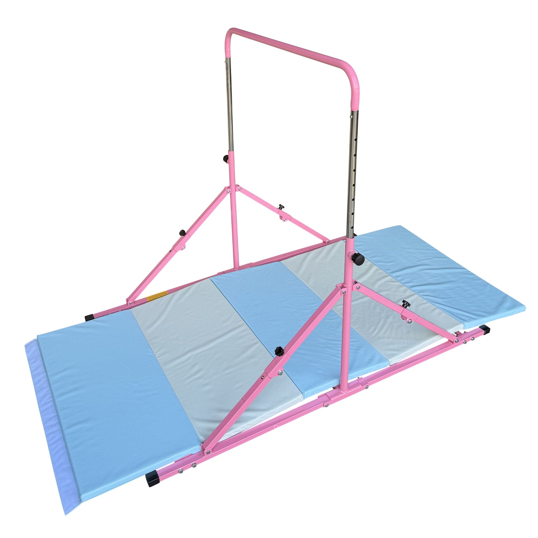 Pink bar used in a home gym environment	