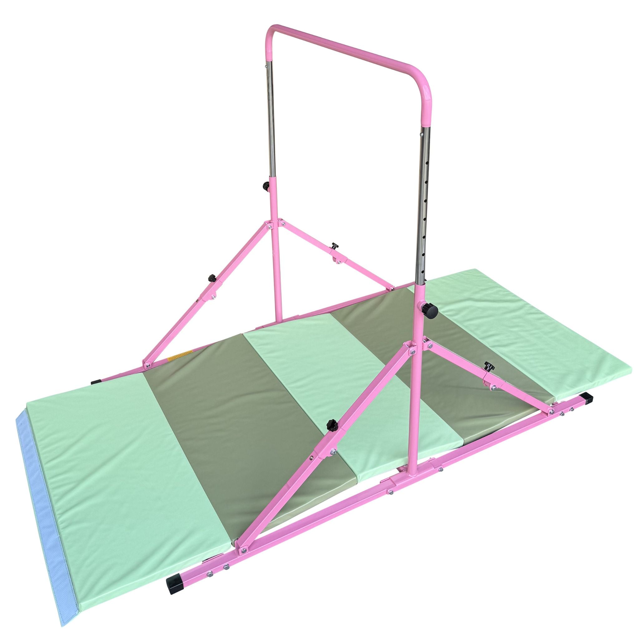 Child using pink Junior Pro gymnastics bar indoors	