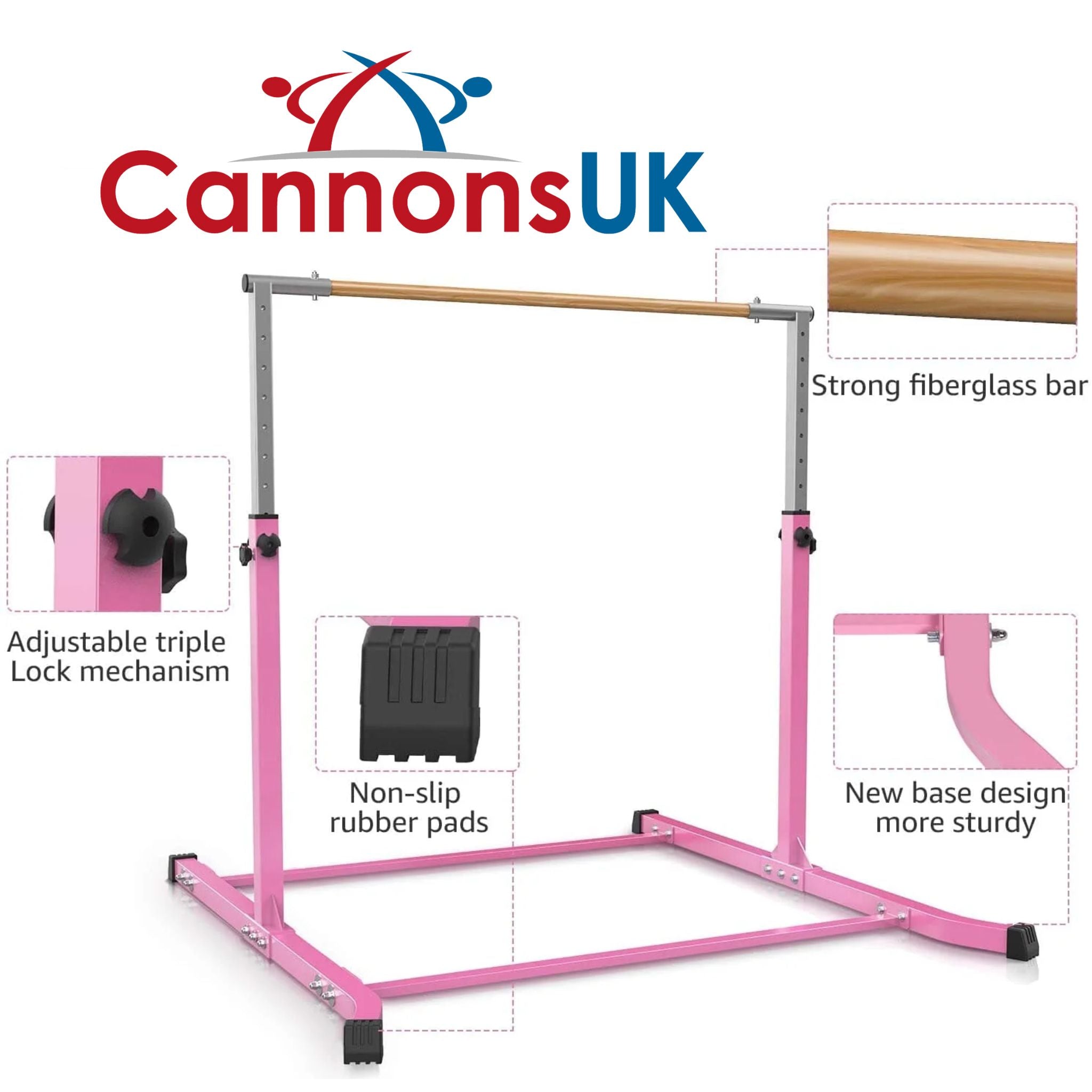 Pink kip bar with adjustable height for beginners	