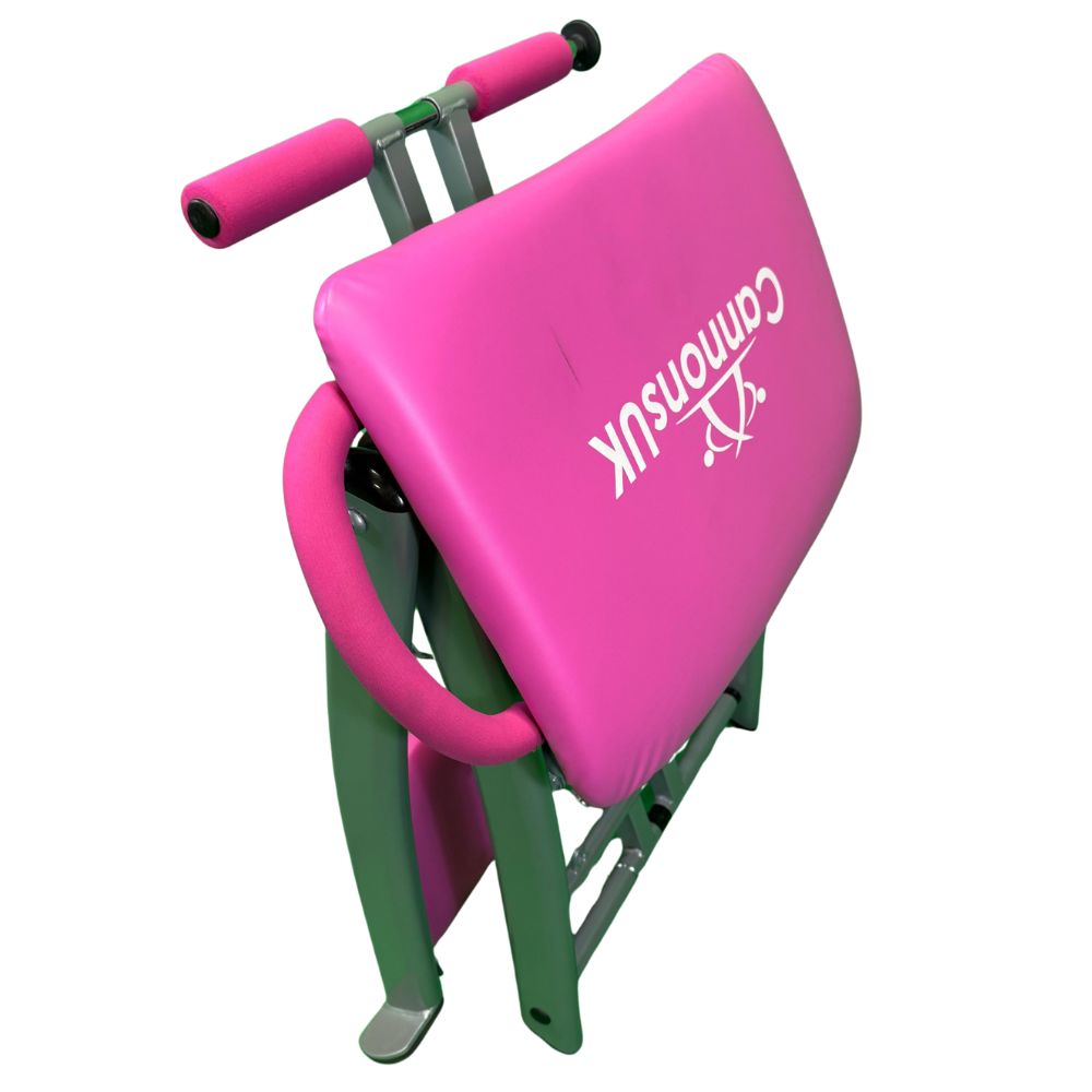 Commercial-grade pink Pilates chair for studios and rehabilitation use