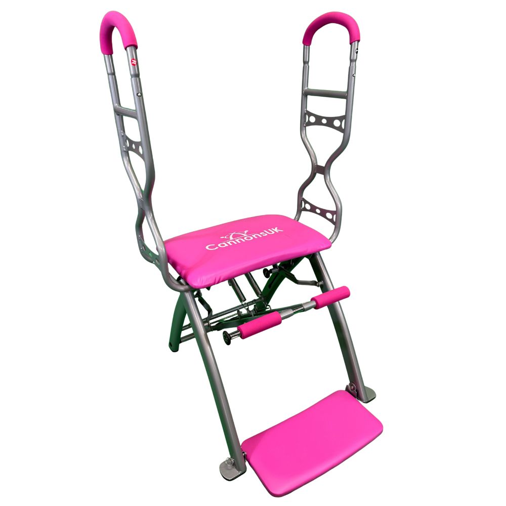 Pink Pilates chair designed for home fitness and Pilates exercises