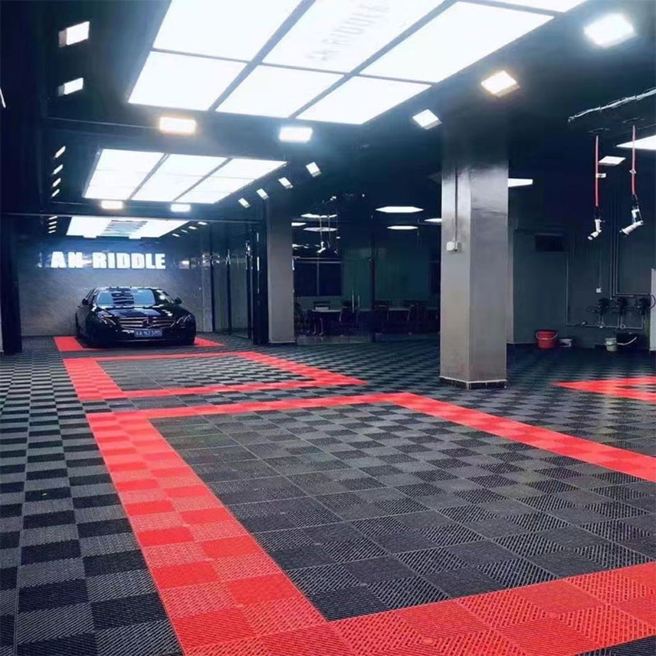 UltraLock™ Vented PP Garage Tiles | Heavy Duty Interlocking Garage Flooring | 400 x 400 x 18mm