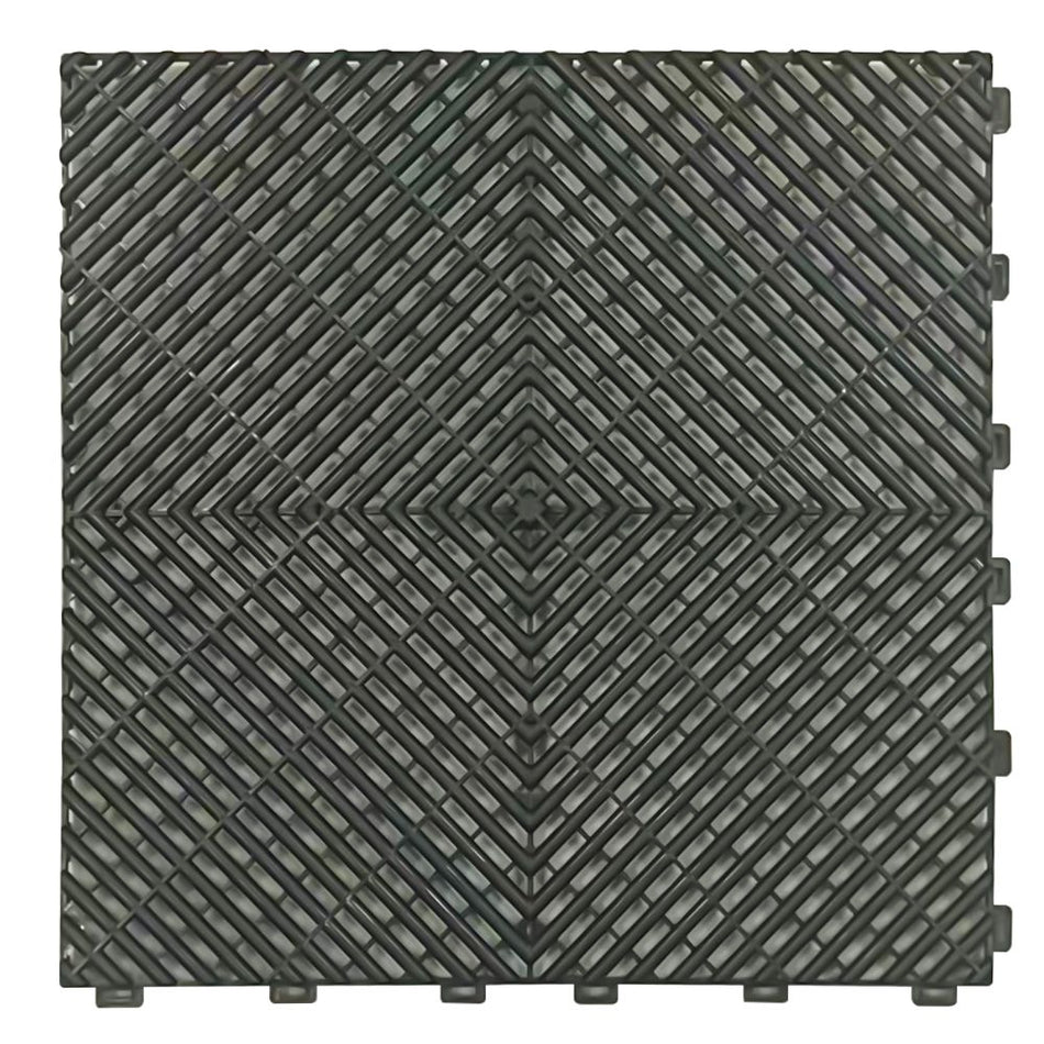 UltraLock™ Vented PP Garage Tiles | Heavy Duty Interlocking Garage Flooring | 400 x 400 x 18mm
