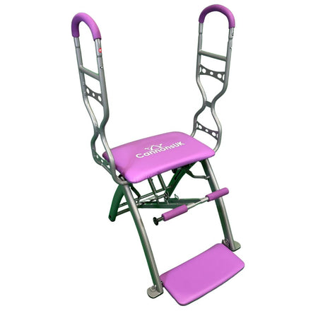 Purple Pilates chair for home fitness, balance and flexibility training