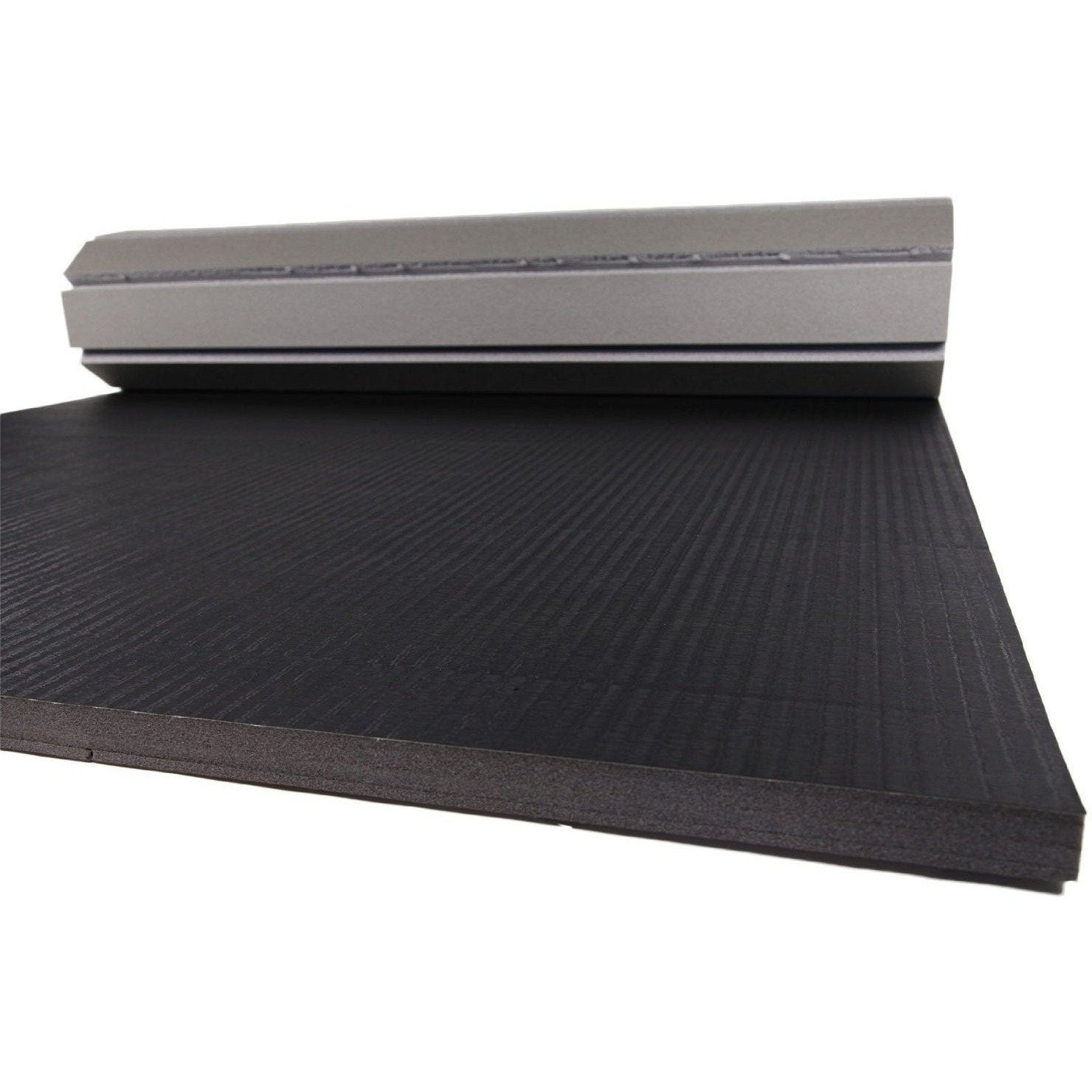 Black vinyl rollaway mat sample – front view
