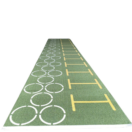 Green astro running surface track – side profile view  
