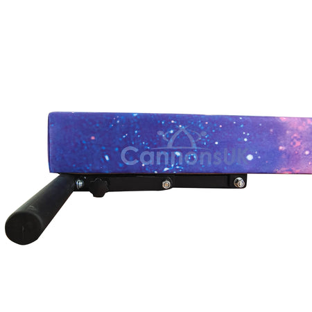 Close-up of cosmic galaxy print on beam  
