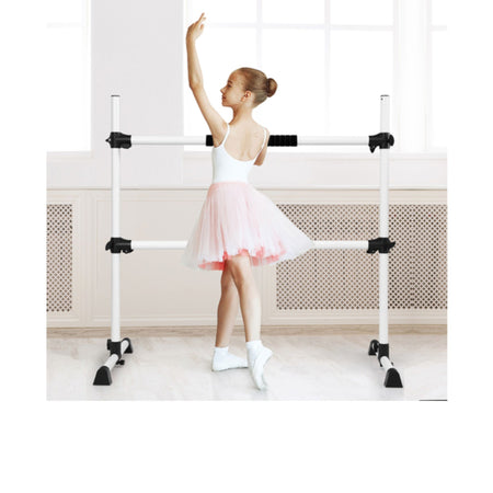 Freestanding ballet barre used by instructor in training session  
