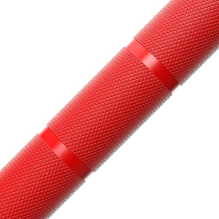 Red 7ft Olympic barbell IWF standard knurling 1,000lb max load - Cannons UK