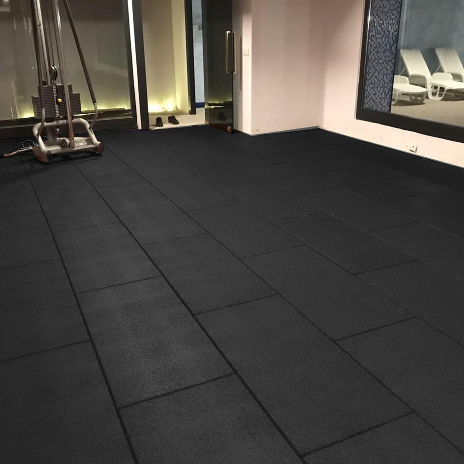 GymGuard Solid Rubber Interlocking Gym Floor Mats (Black) - Duramat UK