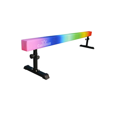 rainbow Cannons UK 8ft solid gymnastics balance beam with multicolour design for fun training at home or gym.