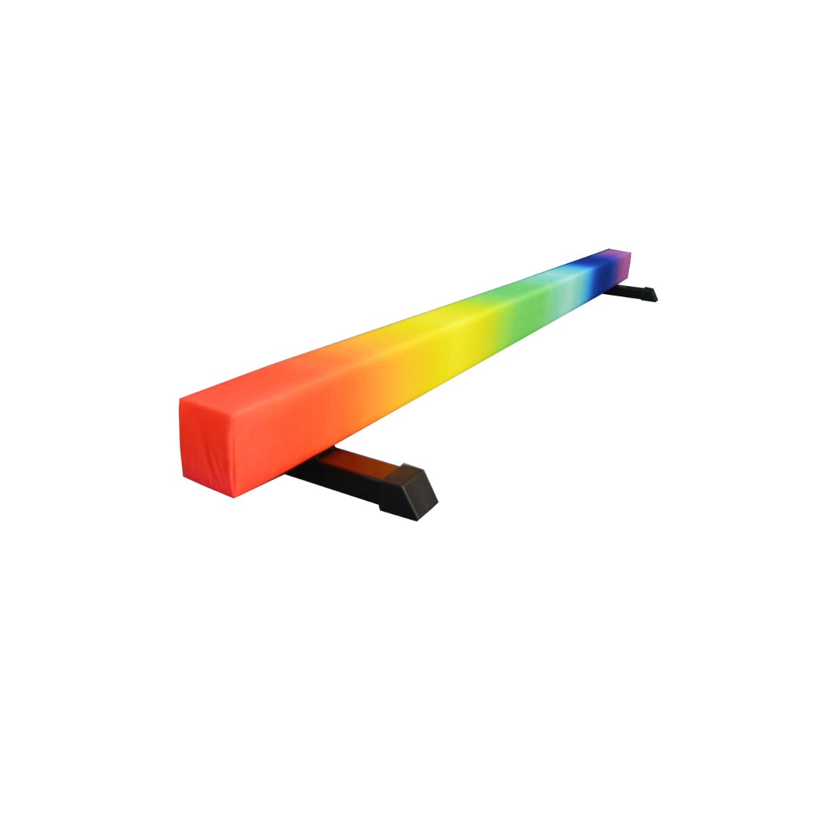 Rainbow Cannons UK 8ft gymnastics balance beam set up outdoors in garden, ideal for kids gymnastics practice.