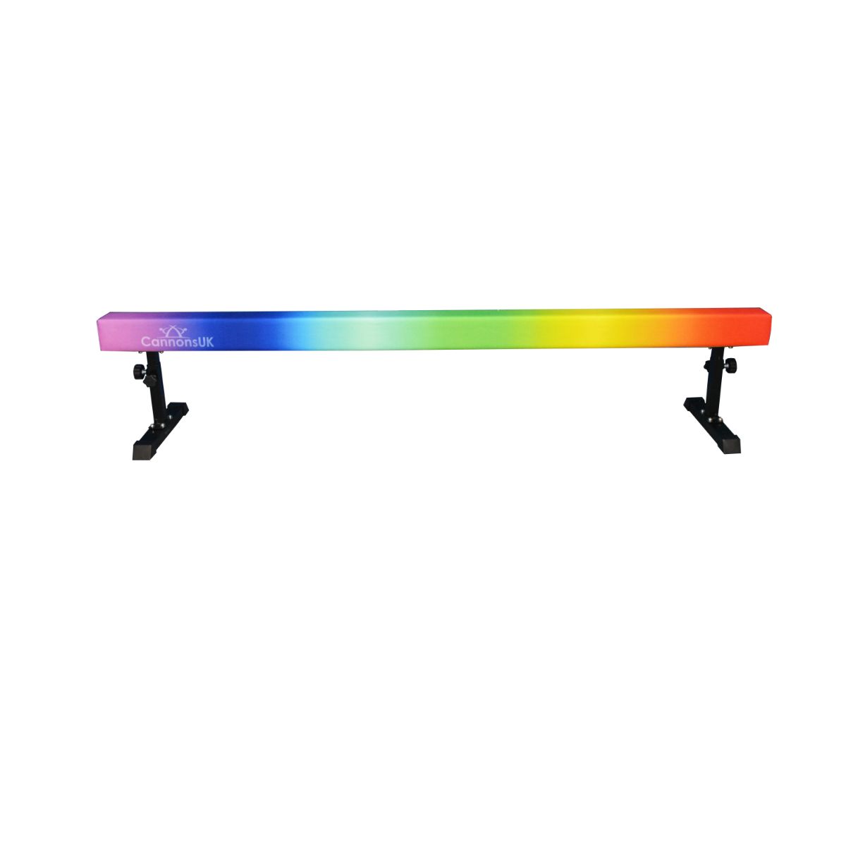 Rainbow Cannons UK 8ft gymnastics training beam outdoor side view, perfect for home garden gymnastics practice.