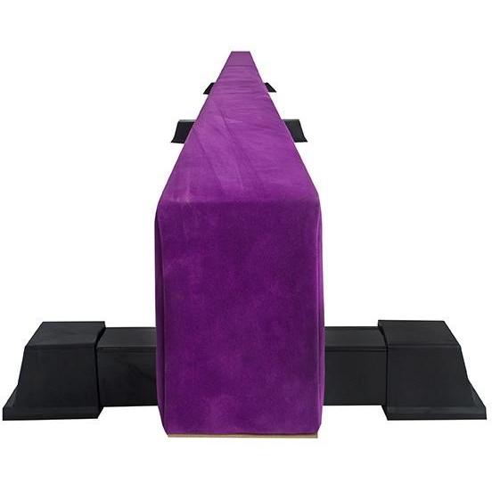 Purple 12 ft Solid Beam — end view highlighting stitching, cover wrap and stable wood core.