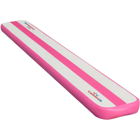 Air Beam pink — closer three-quarter angle; shows rail seam finish, handle/valve positions and Cannons UK branding