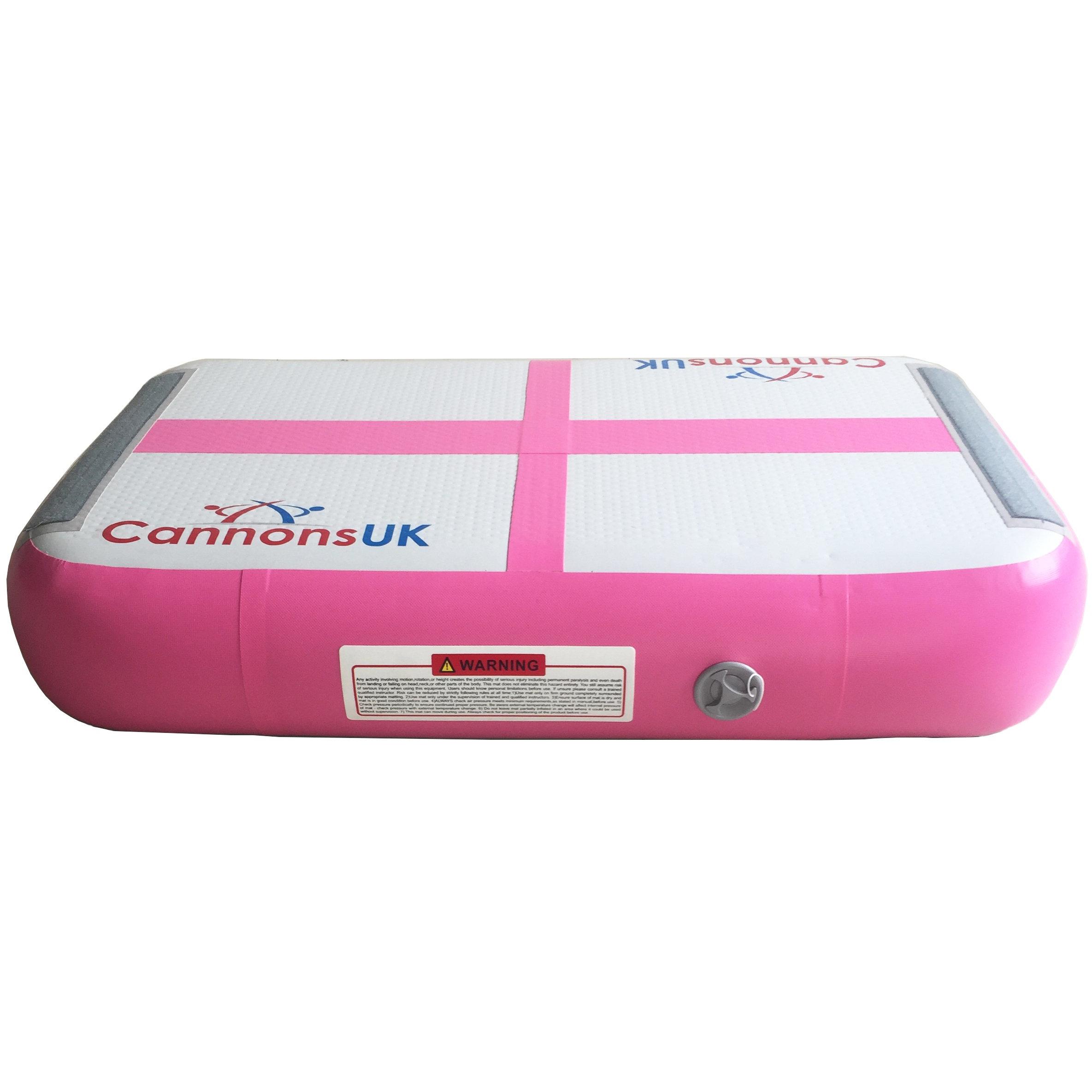 Air Block pink — horizontal side/profile angle showing inflation valve and seam finish on the rail