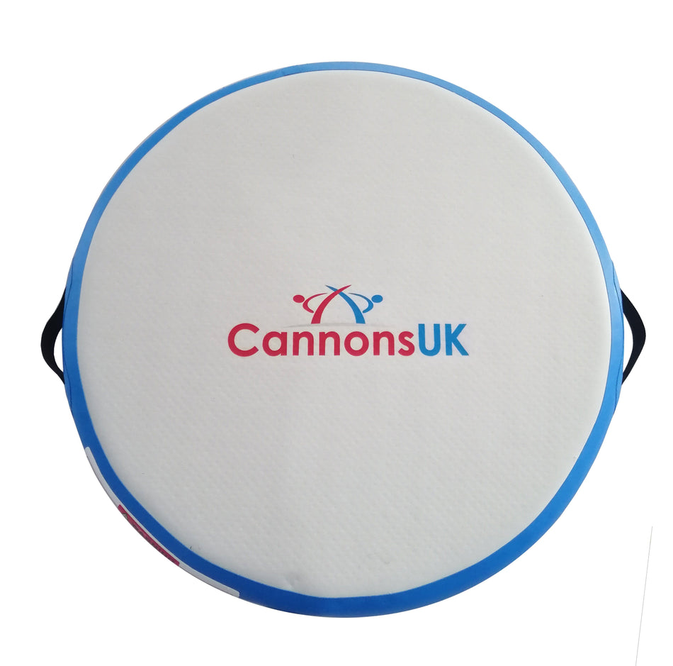 Air Spot blue — clean top view with centred Cannons UK logo on white training surface