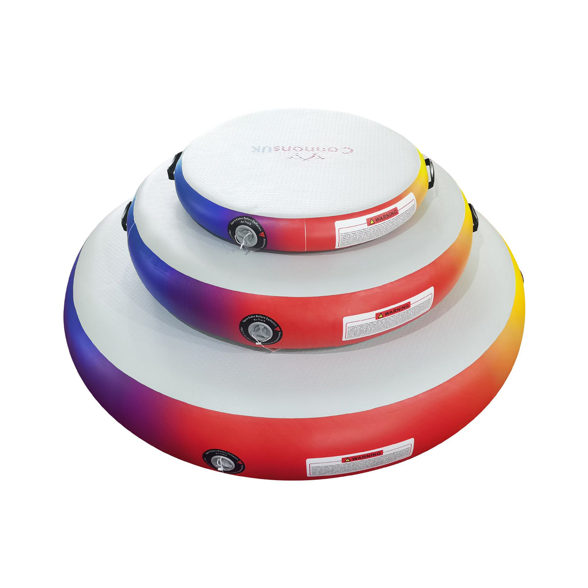 Air Spot rainbow — stacked set angled; warm colour fade around sidewall with valves visible