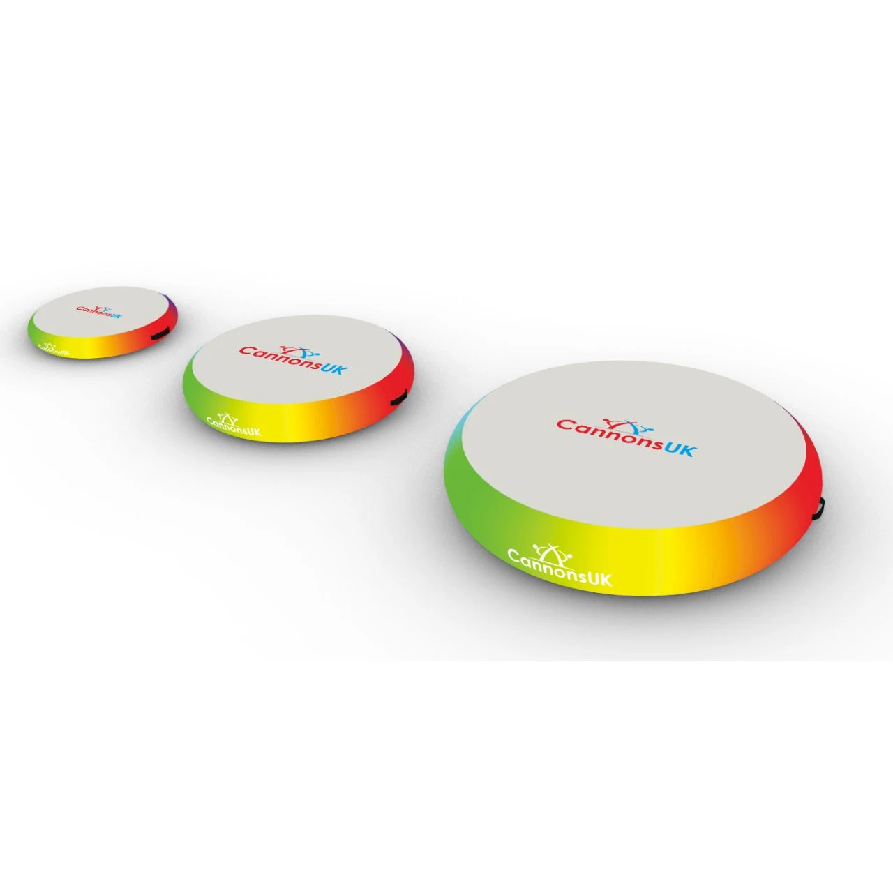 Air Spot rainbow — three sizes laid out side-by-side; thickness and diameter differences clearly shown