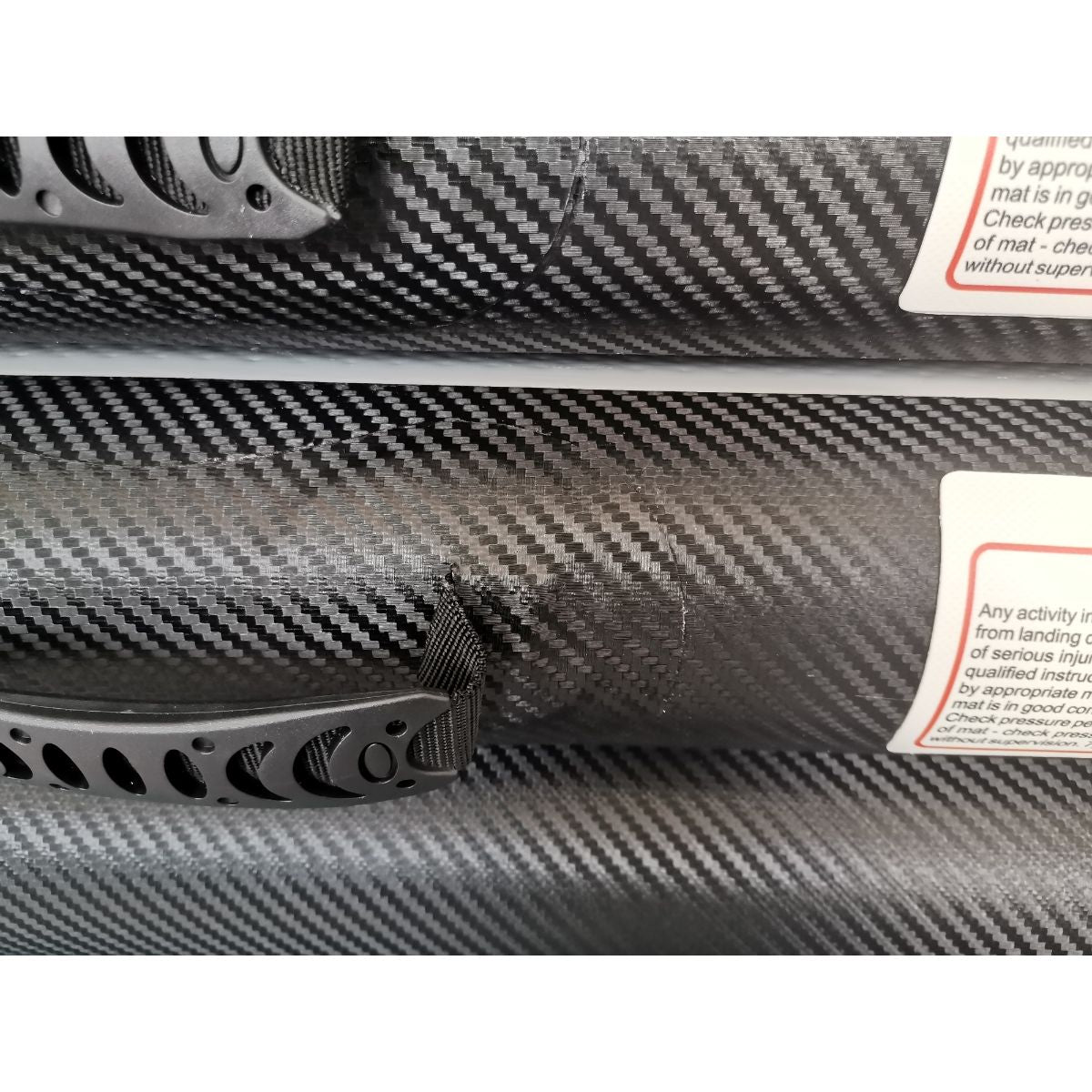 Air Track Pro 3×1×10cm — black close-up of side handle, valve housing and warning label