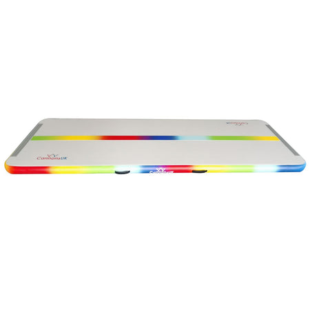 Air Track Pro 3×1×10cm — rainbow front profile showing low height, rail colour band and handle cut-outs