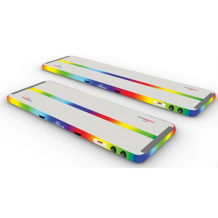 Air Track Pro 3×1×10cm — rainbow rails; low-right three-quarter isometric with seam finishing
