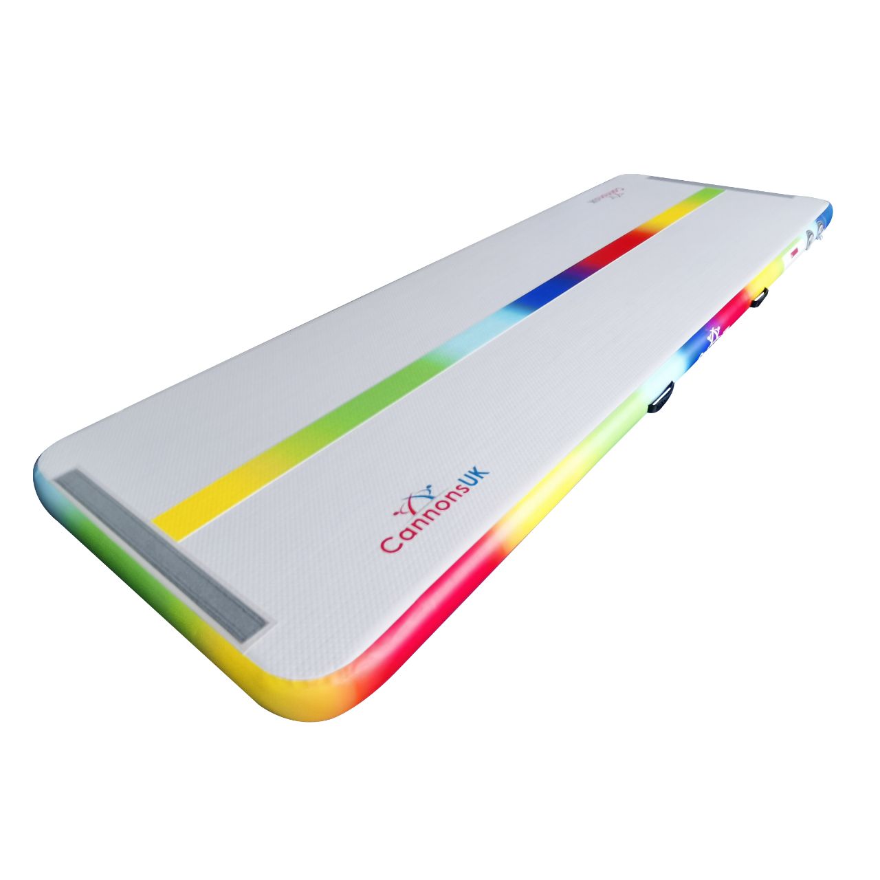 Air Track Pro 3×1×10cm — rainbow rails, flat landscape product shot showing deck and multicolour edges