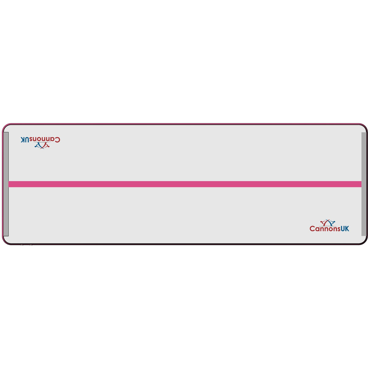 Air Track Pro 4m × 2m × 10cm — pink trim portrait top view with centre line; wide 2m deck for floor skills.