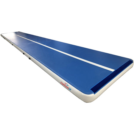 Blue Air Track Pro 2m x 30cm — angled product photo showing end panel/Velcro area and white sidewall
