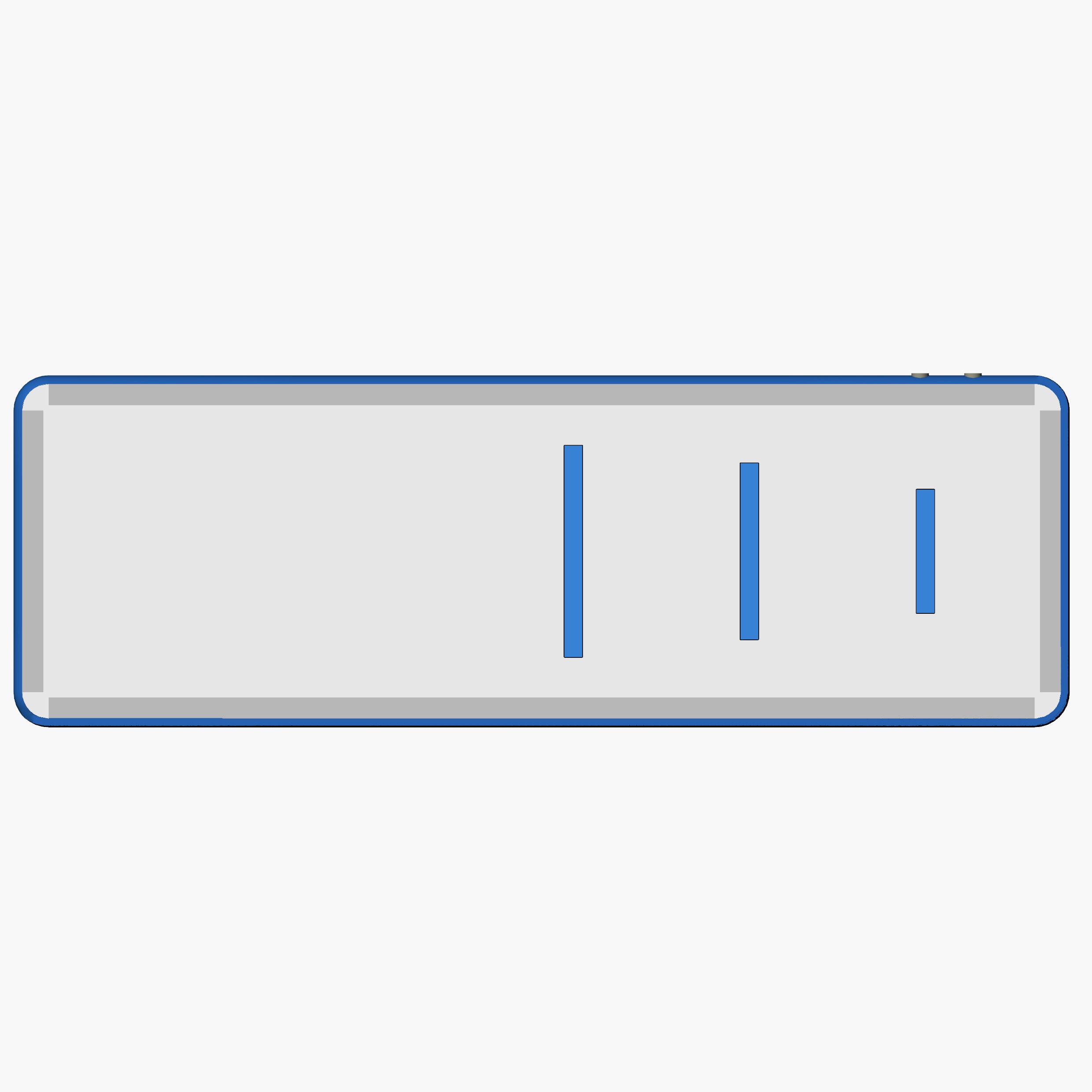 Blue Extreme air floor — flat top view with three marker lines for repeatable setups and drills. 