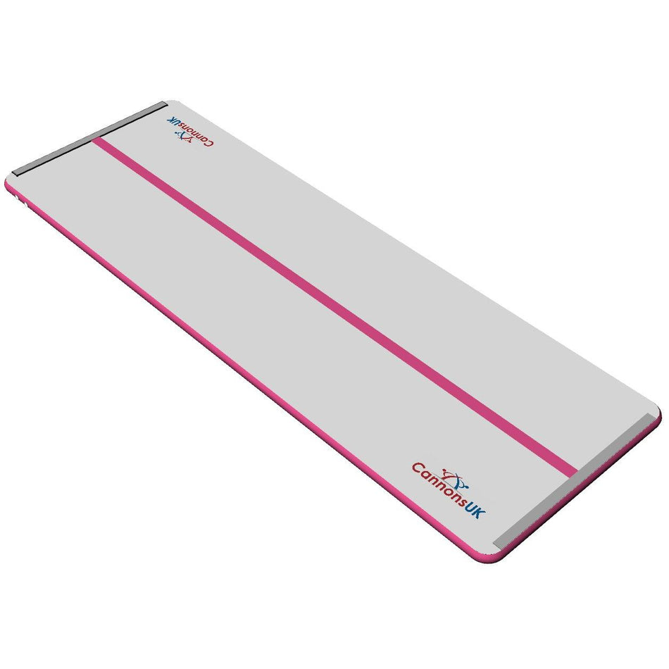Air Track Pro 5m x 2m x 10cm — pink trim isometric render showing full landing surface and end cap