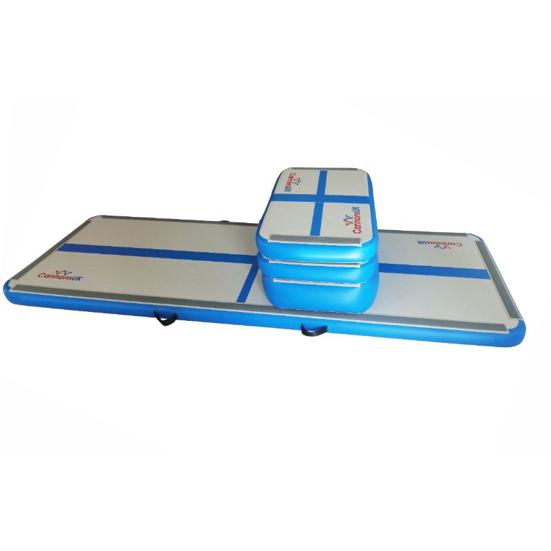 Home Edition Blue — wide assembled view; shows full deck of the Air Floor Extreme with linked accessories ready for practice