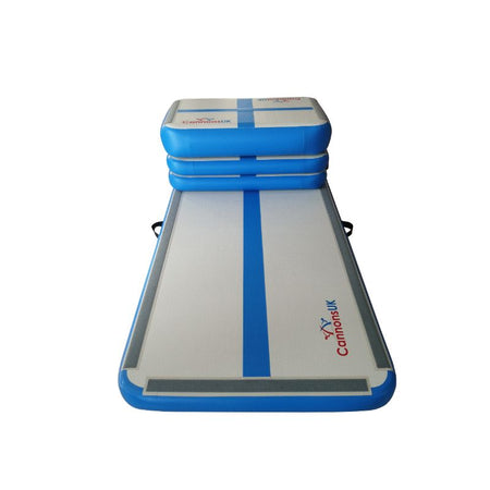 Home Edition Blue — front-on stacked view; Air Boards and Air Block centered and strapped to the Air Floor Extreme for stable drillsv
