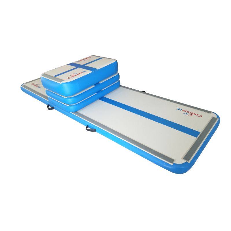 Home Edition Blue — low side perspective of the assembled stack; shows edge radius, strap routing and Cannons UK branding