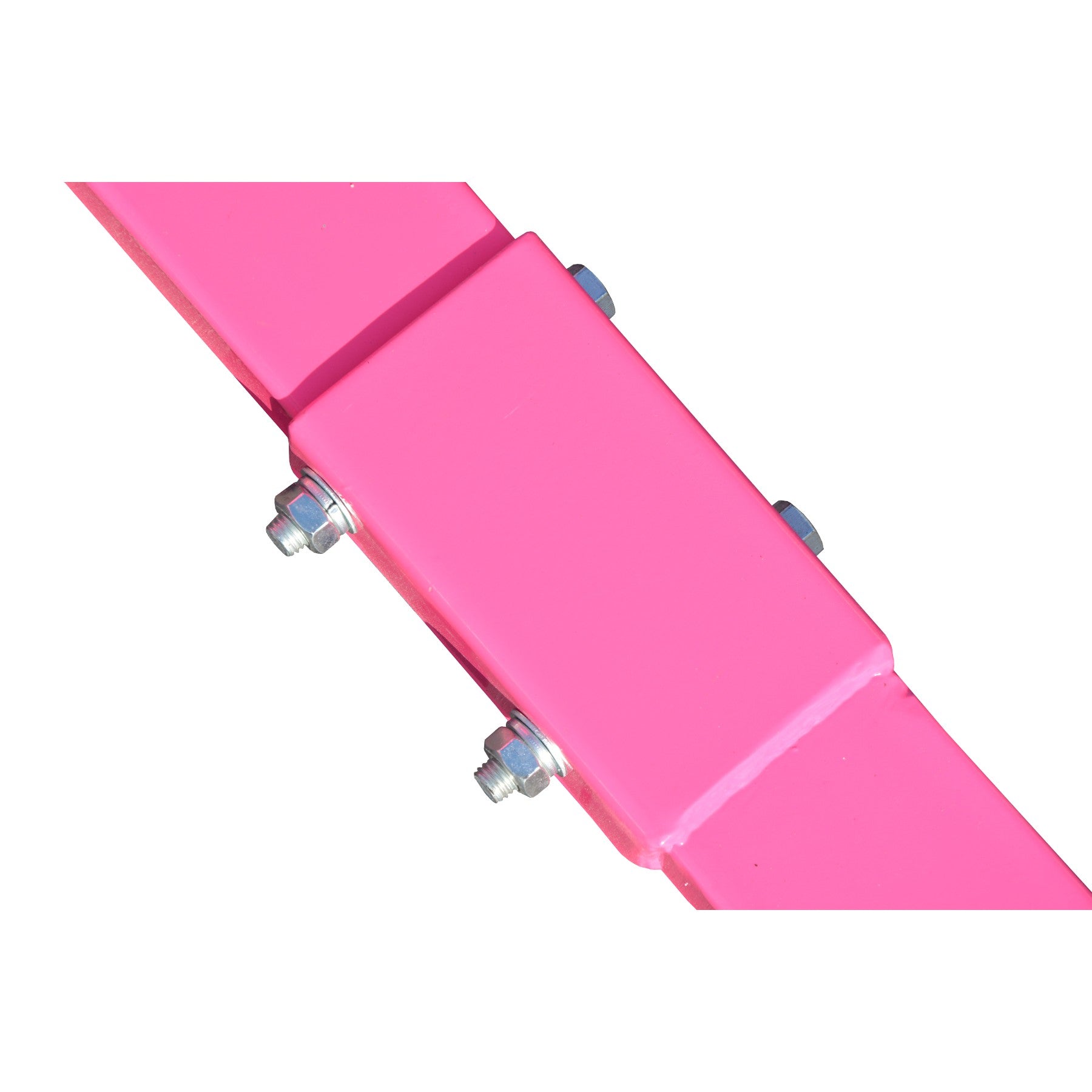 Folding panel mat pink — angled top-down studio view to use under parallel bars for safe landings