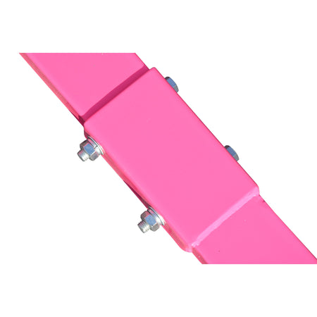 Folding panel mat pink — angled top-down studio view to use under parallel bars for safe landings